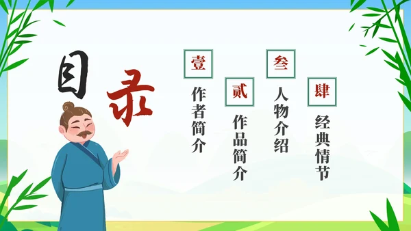 卡通经典名著三国演义导读课件PPT模板