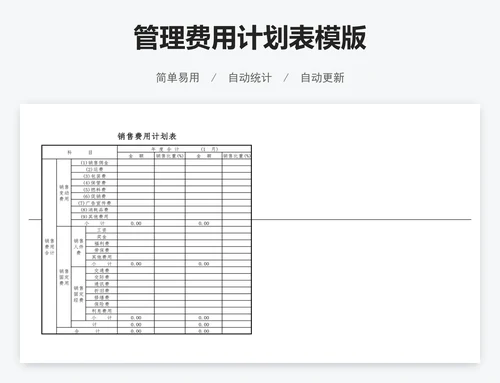 管理费用计划表模版