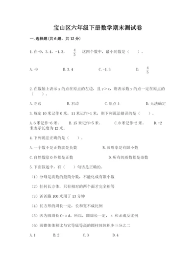 宝山区六年级下册数学期末测试卷精选.docx