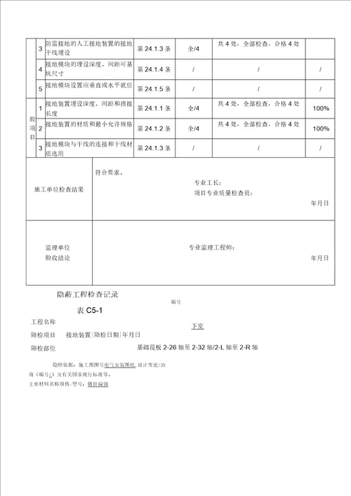 接地装置安装检验批