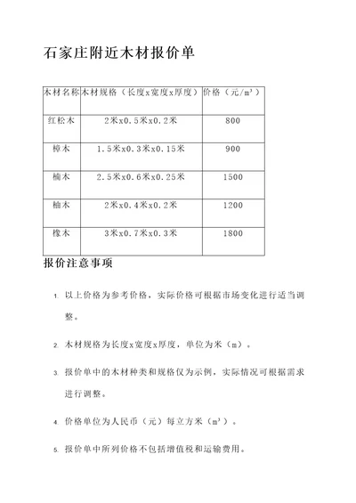 石家庄附近木材报价单