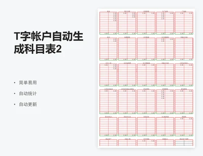 T字帐户自动生成科目表2