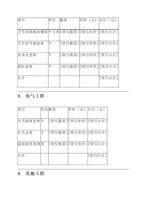 江津装修新房报价单