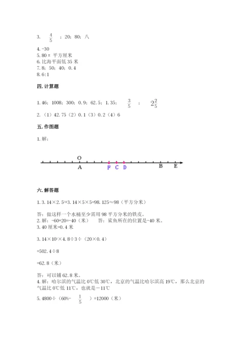 五大连池市六年级下册数学期末测试卷（研优卷）.docx