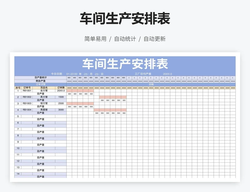 车间生产安排表