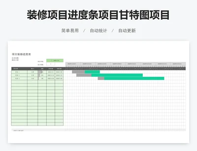 装修项目进度条项目甘特图项目计划表excel