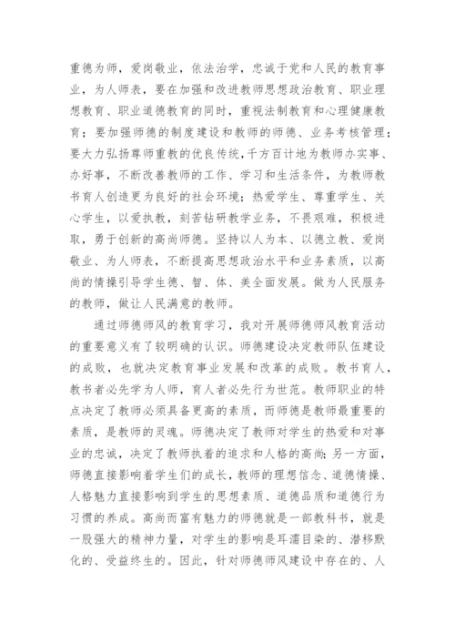 教师师德师风培训学习心得体会.docx