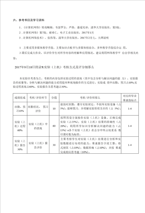 计算机网络技术课程教学大纲本科