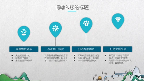 中式微立体层次感手绘山水画通用PPT模板