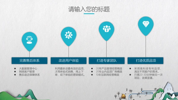 中式微立体层次感手绘山水画通用PPT模板