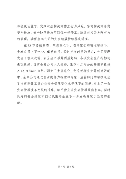 公司安全生产管理改革发展纪实.docx