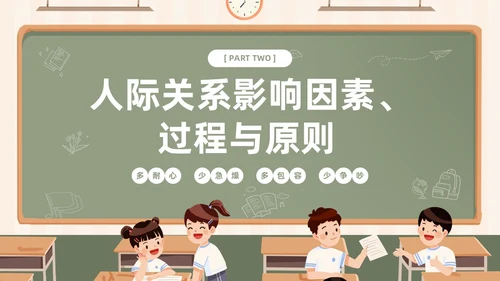 插画风黑板风校园人际关系边界感主题班会PPT