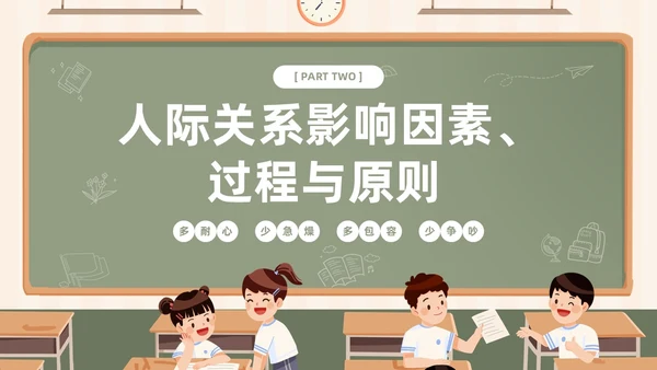 插画风黑板风校园人际关系边界感主题班会PPT