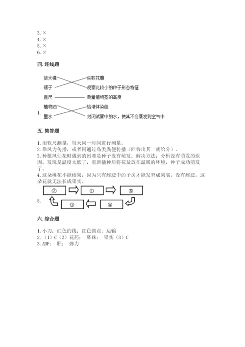 教科版科学四年级下册第一单元《植物的生长变化》测试卷及答案（全优）.docx