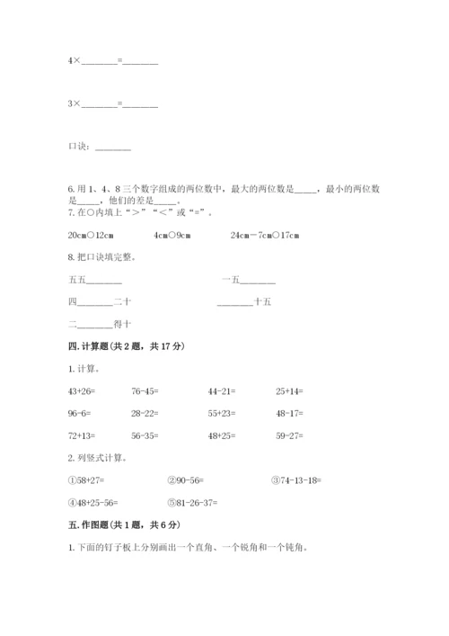 小学数学试卷二年级上册期中测试卷（典优）word版.docx