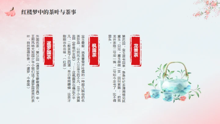 粉红色粉色背景红楼梦饮食文化通用PPT模板
