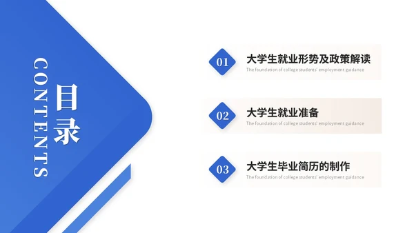 蓝色简约商务大学生就业指导培训ppt模板