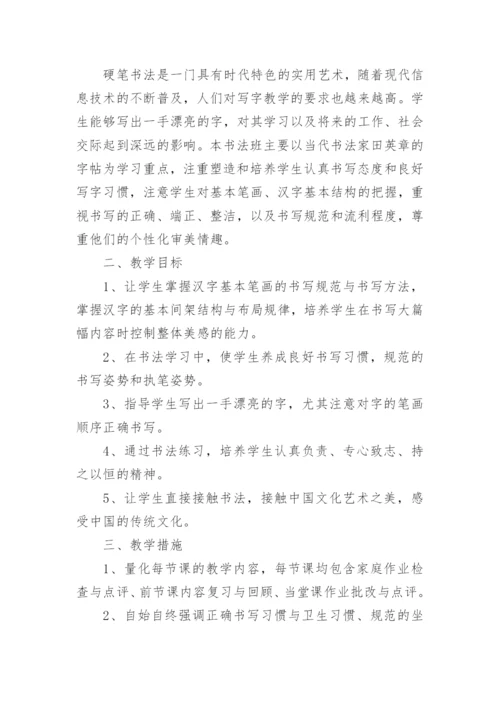 初级硬笔书法教学计划.docx