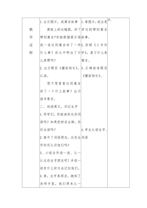 小学二下语文《揠苗助长》教案