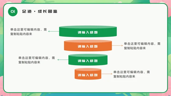 橙绿色卡通小清新花团锦簇期末班会PPT模板