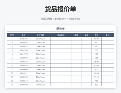 货品报价单