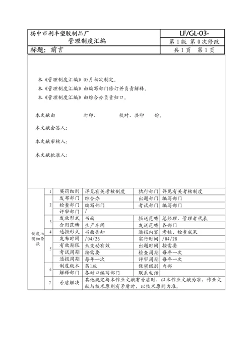 塑胶制品厂管理新版制度汇编.docx
