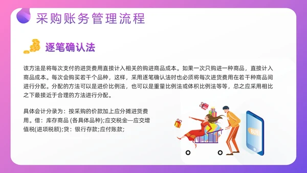 紫色插画电商行业会计处理流程PPT模板宣传PPT动态PPT财务知识培训