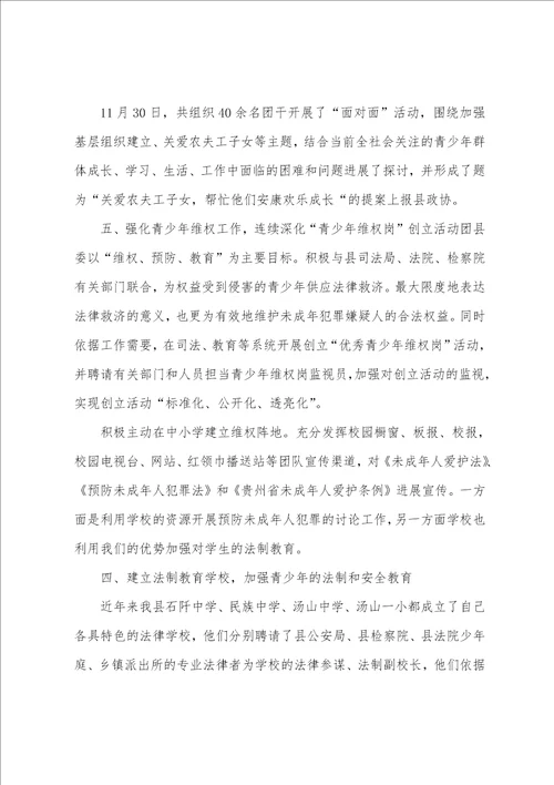 团县委预防青少年违法犯罪工作情况汇报