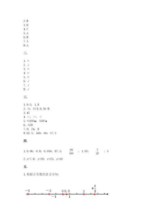 人教版数学小升初模拟试卷（巩固）.docx