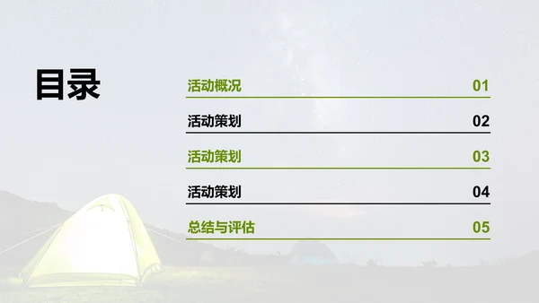 绿色现代商务露营地夏令营策划PPT模板