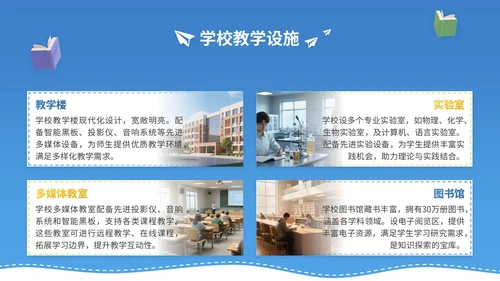 蓝黄色3D立体风9月开学季新生入学教育讲座PPT模版
