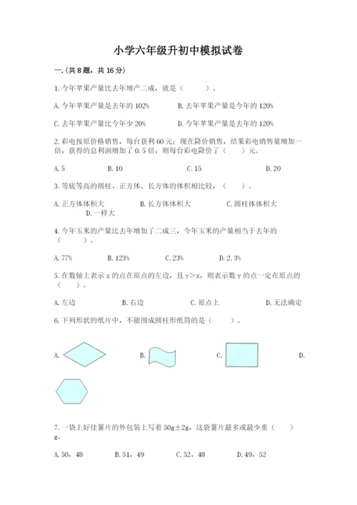 小学六年级升初中模拟试卷精品（满分必刷）.docx