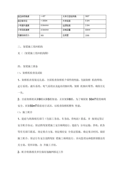 FWY武汉绕城公路东北段第八合同段横店跨京广铁路分离立交桥架50mT梁施工方案1