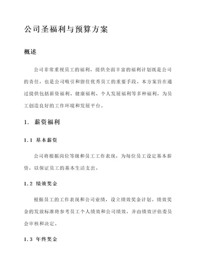 公司圣福利与预算方案