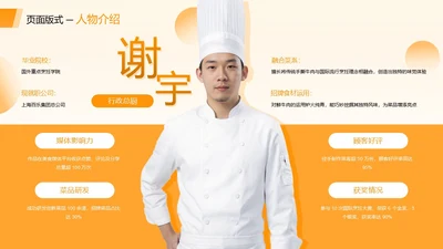 橙色商务风厨师人物介绍页