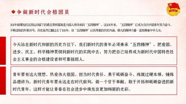弘扬五四精神做新时代合格共青团员PPT模板