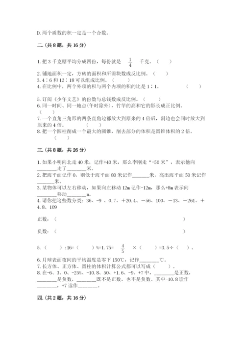 苏教版六年级数学小升初试卷附完整答案【名师系列】.docx