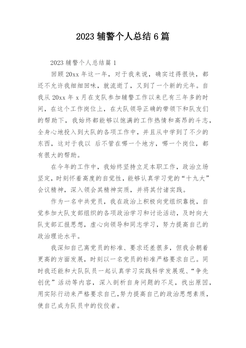 2023辅警个人总结6篇.docx