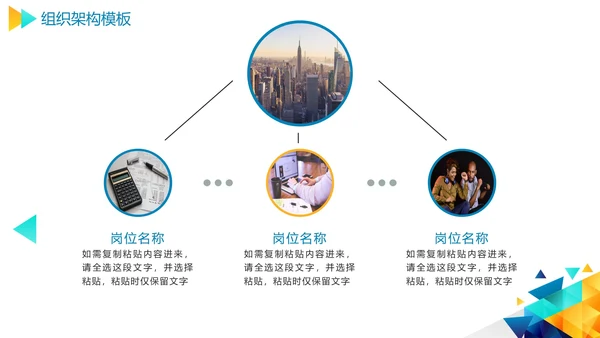 几何彩色企业组织架构图合集PPT模板