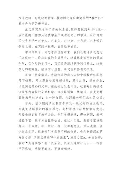 初中历史教师个人研修总结.docx