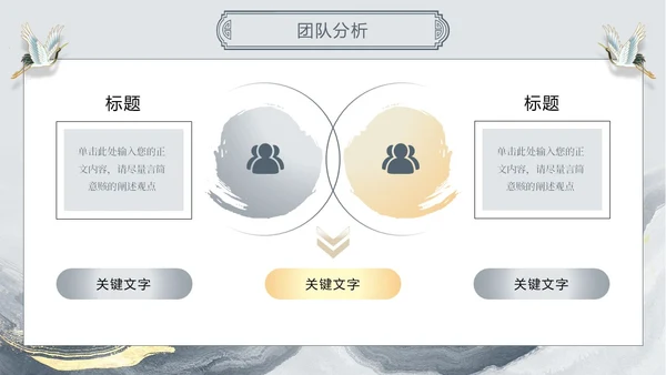 古风中国风水墨鎏金线条仙鹤年终总结通用模版工作总结年终总结