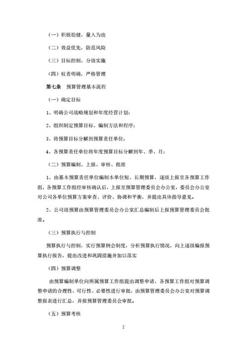 全面预算管理制度