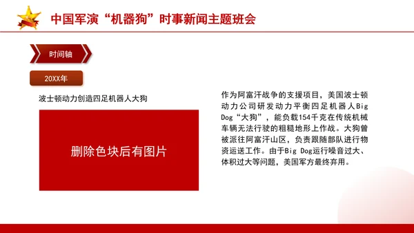 时事新闻主题班会：中国军演机器狗党课PPT课件