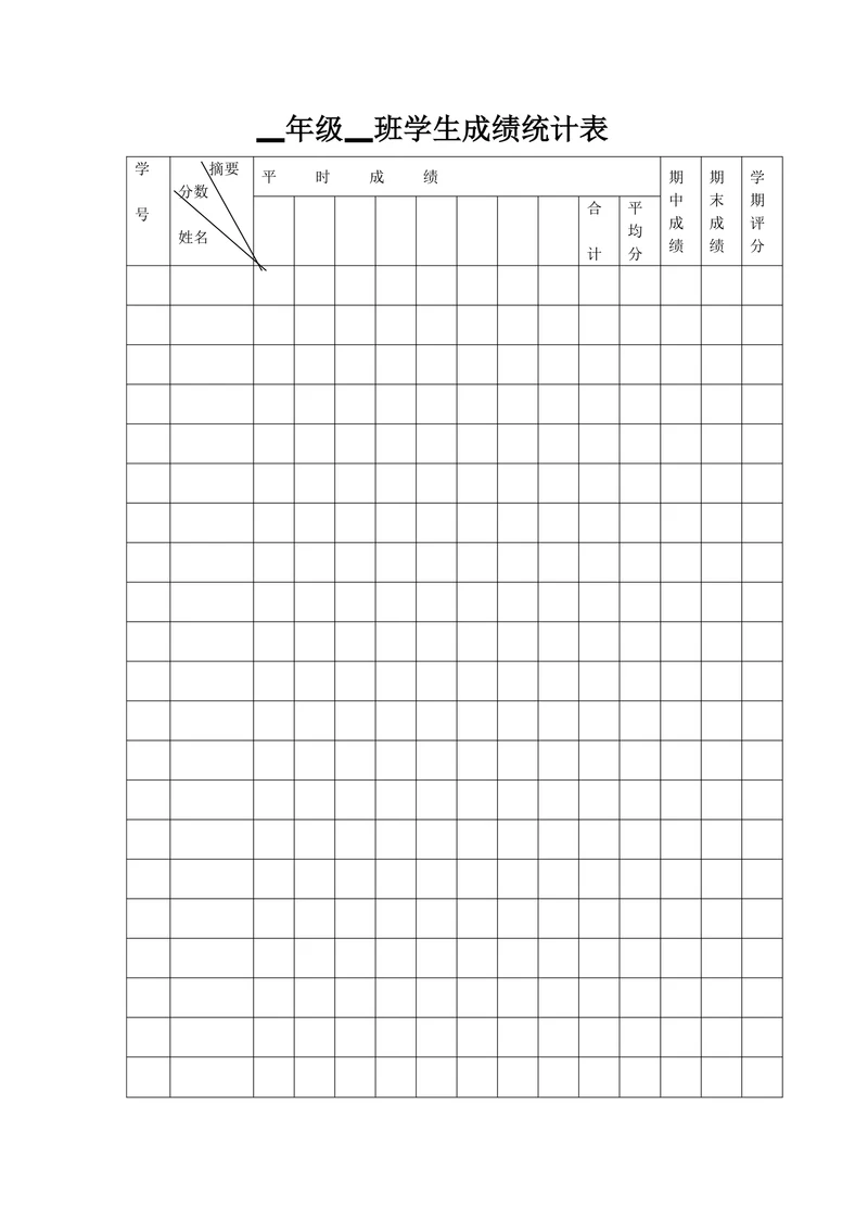 学生成绩统计表简约