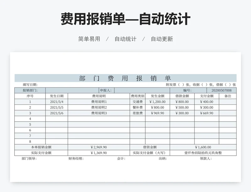 费用报销单—自动统计