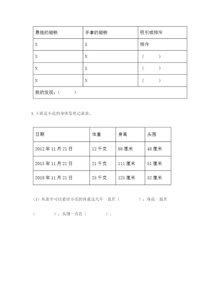教科版二年级下册科学知识点期末测试卷及参考答案（最新）.docx