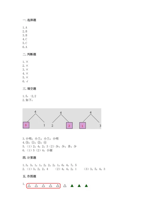 一年级上册数学期中测试卷附答案【黄金题型】.docx