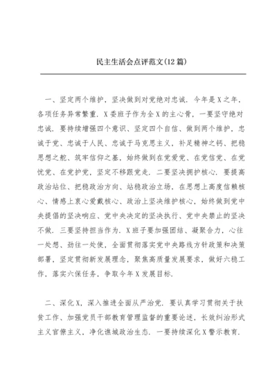 民主生活会点评范文(12篇).docx