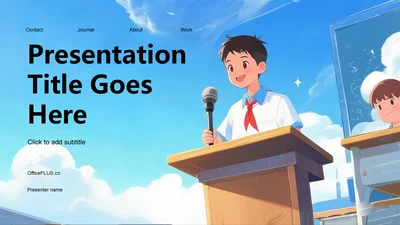 蓝色卡通风班干部竞选教育培训PPT主题