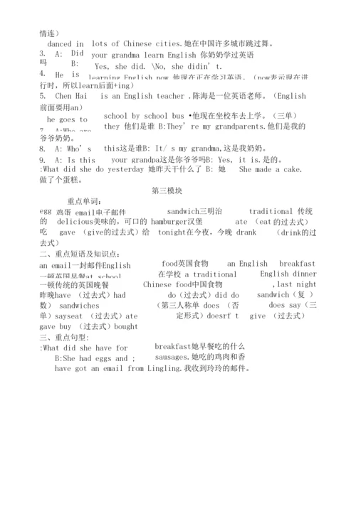 外研版小学五年级英语下册知识点归纳复习.docx